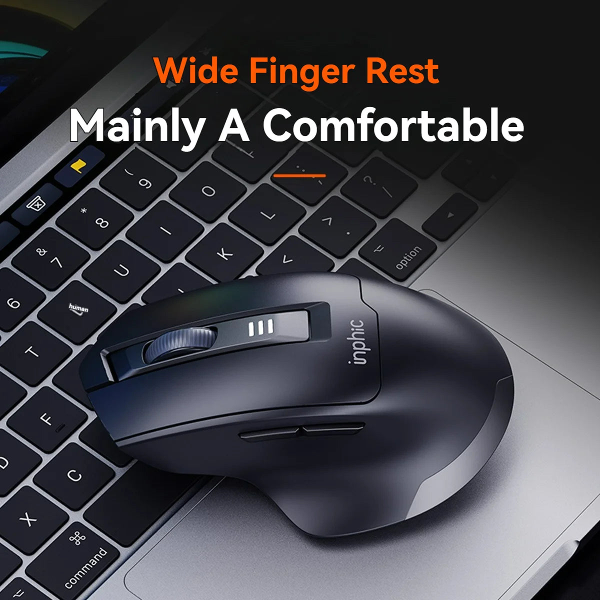 Ratón inalámbrico Inphic M9 con receptor USB 2.4G, recargable Type-C, botón silencioso, visualización de energía, ergonómico para oficina, universal