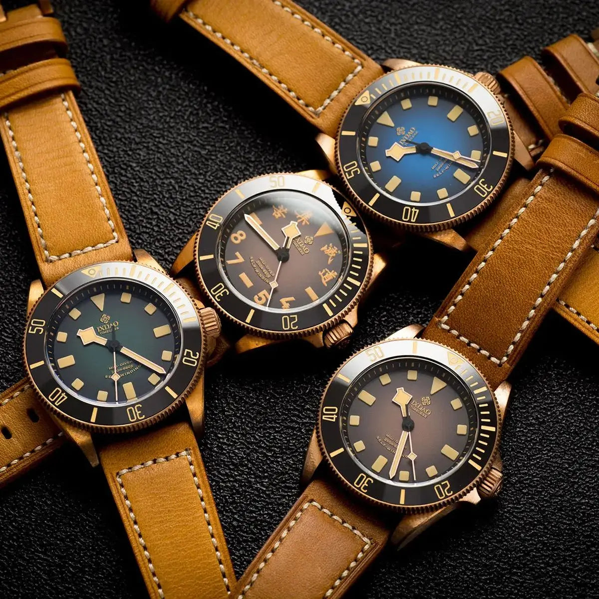 IPOSE IX&DAO 2025 New Bronze Men's Automatic Mechanical Watch PT5000 Sapphire Retro Leather Waterproof 20Bar Reloj Hombre