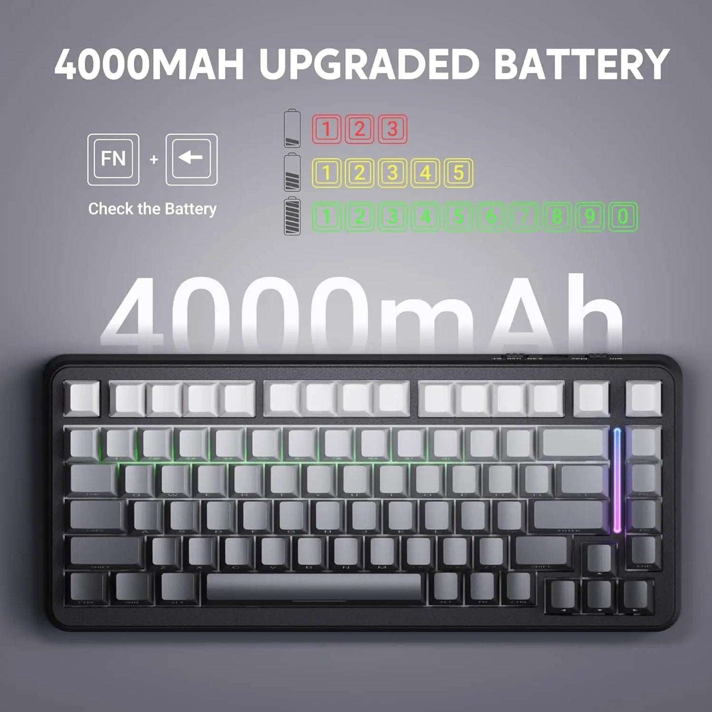 ATTACK SHARK M86 Wireless Mechanical Gaming Keyboard, 75% Gasket Hot Swappable RGB Mechanical Keyboard with Side-Printed PBT Keycaps, Tri-Mode Custom Gaming Keyboard