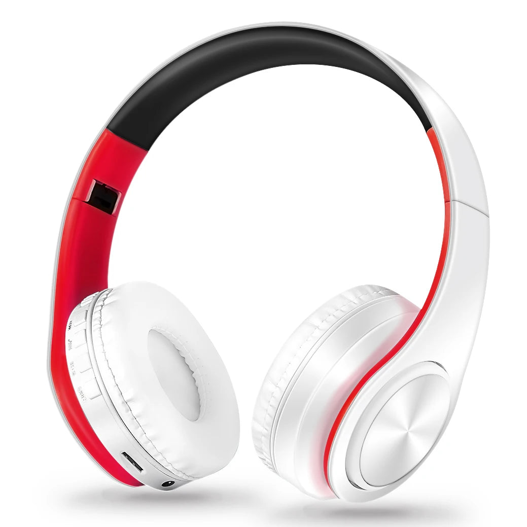 Casque Bluetooth sans fil stéréo AYVVPII avec radio FM et prise en charge de la carte SD avec micro pour téléphone portable Iphone Sumsamg tablette MP3