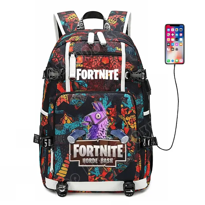 Fortnite Game Print Student Backpack Boys Girls Large Capacity School Bag Waterproof Lightweight Durable Bookbag Birthday Gift