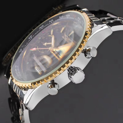 Jaragar 50MM Automatic Mechanical Watch for Men, Multifunctional, Date Month Week Display, 3ATM Waterproof, Business Casual Style