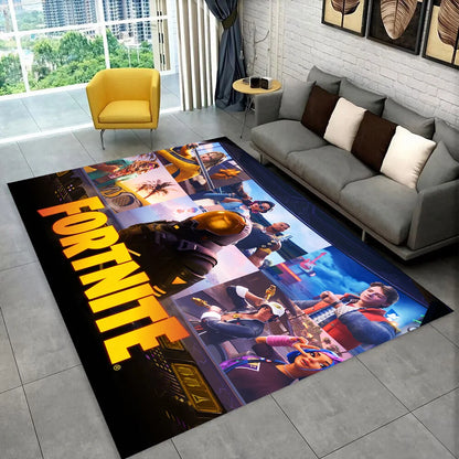 F-Fortnites Cartoon Game Carpet Rug for Playroom Bedroom Living Room Sofa Home Doormat Decor, Area Rug Non-slip Floor Mat Gift