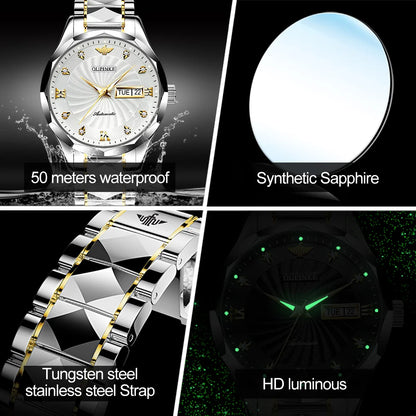OUPINKE 3169 Japan Movement Men's Watch Classic Luxury Men's Watches Tungsten Steel Strap Man Wristwatch