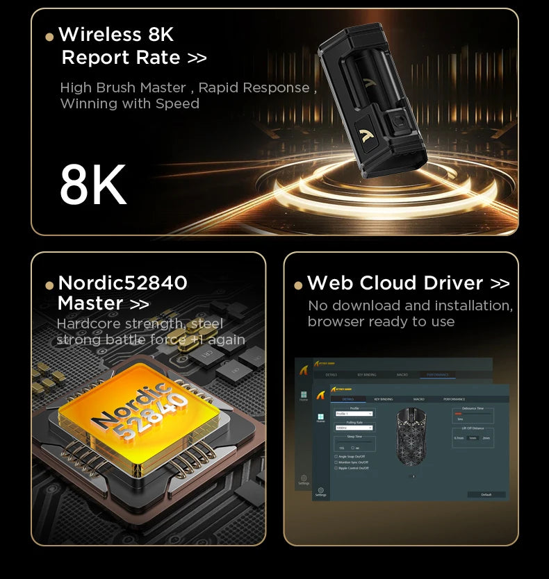 ATTACK SHARK R5 Ultra Carbon Fiber kabellose Gaming-Maus, PixArt PAW3950MAX Gaming-Sensor, 42000DPI, 8000Hz, MCU Nordic 52840