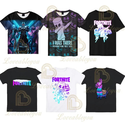 T-shirt Cartoon Fortnite para Rapazes e Raparigas, Battle Royale 3D, 3 a 14 Anos, Victory Royale, Top de Jogo para Criança e Roupa Teen