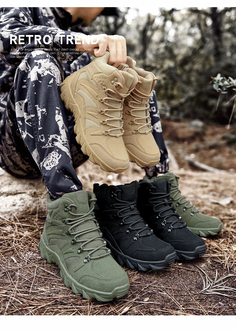 Upgraded Tactics Combat Training Boots Male Outdoors Camping Anti-wear Rapid Response Hiking Shoes Fishing Hunting Sneakers Men