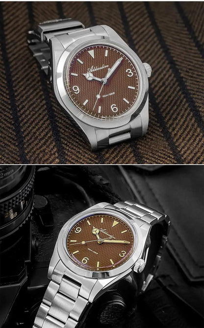 ADDIESDIVE New Men's Analog Watch Bubble Mirror Glass 100m Luminous Men's Quartz Watches with Stainless Steel Bracelet AD2096