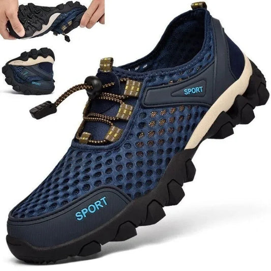 Summer Men's Mesh Sports Shoes, Fashion Mountaineering Breathable Lightweight Anti-Slip Shoes, Outdoor Travel Running Casual Shoes