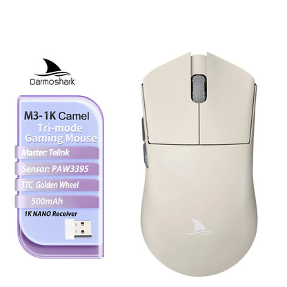 Mouse de gaming Darmoshark M3 V2 Double 8K, wireless, tri-mode, 26K DPI, senzor PAW3395, mouse macro pentru gaming, pentru mâini mari, computer, laptop și PC