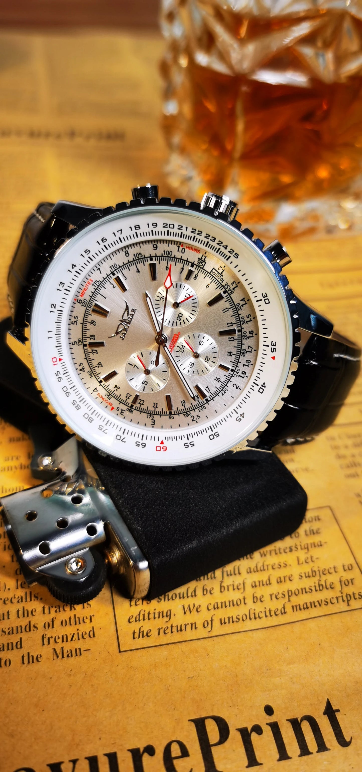 JARAGAR Pilot Automatic Watch for Men Military Multifunction Sub-Dials Mechanical Watches Top Brand Luxury Leather Strap Clock