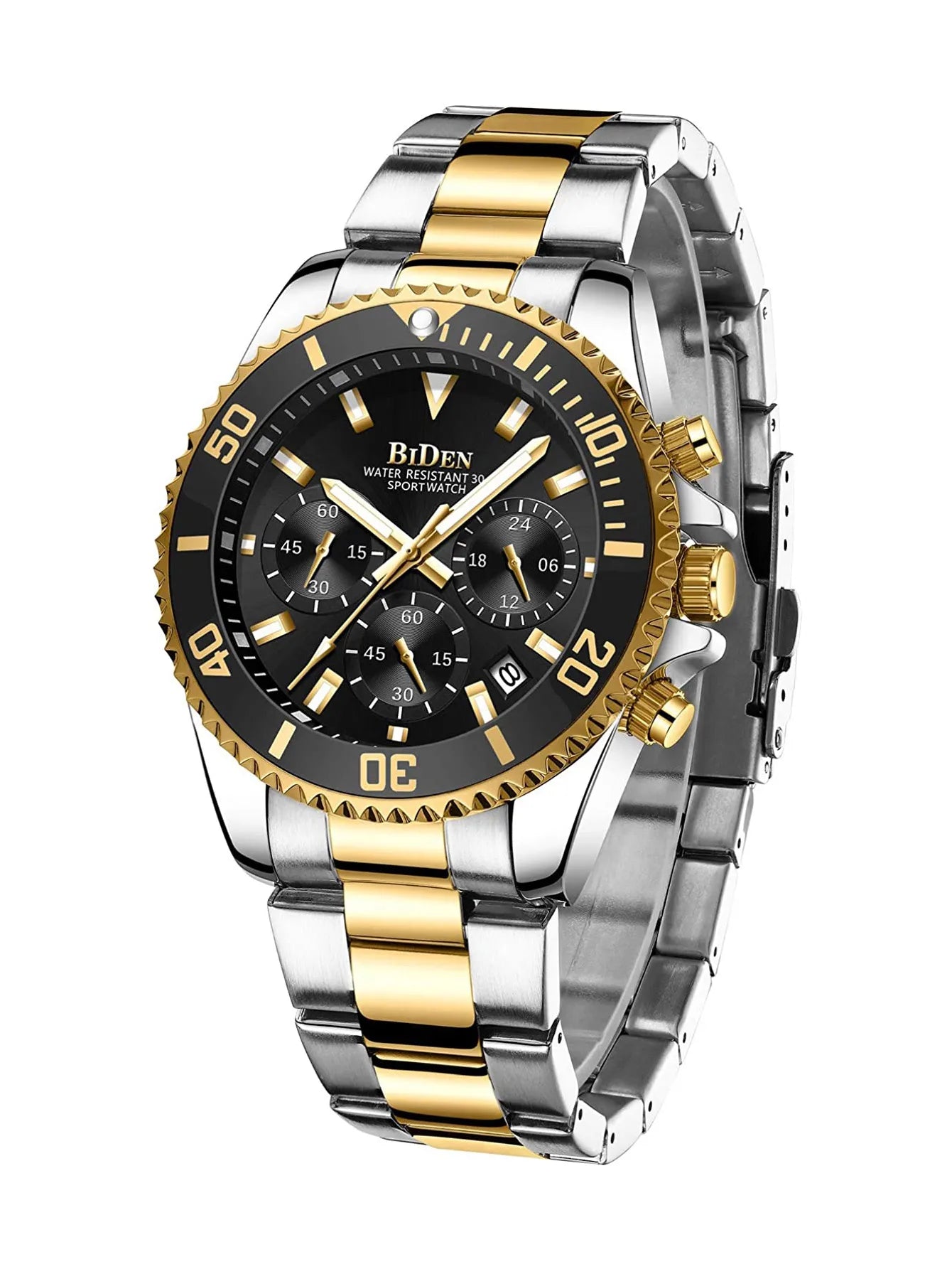 BIDEN Multi-functional men's quartz watch luxury waterproof night light business style diving series casual fashion watch
