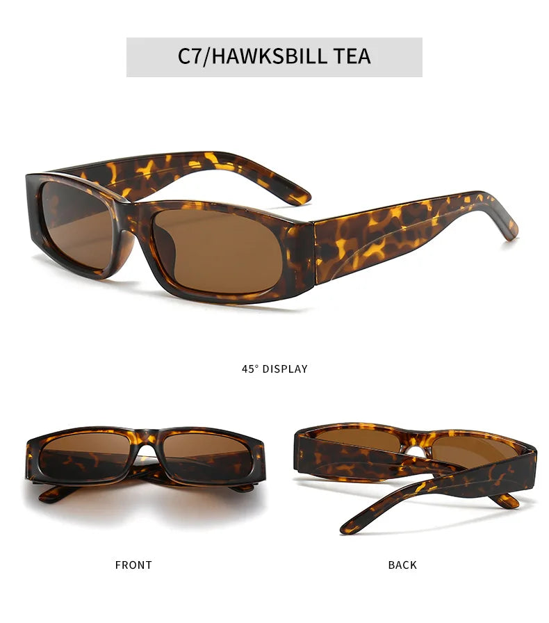 Hiphop Style Narrow Frame Black Sunglasses Men's Retro Effortless Orange Sunglasses UV400