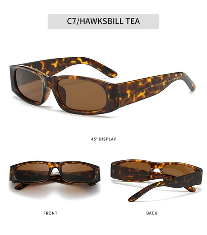 Hiphop Style Narrow Frame Black Sunglasses Men's Retro Effortless Orange Sunglasses UV400