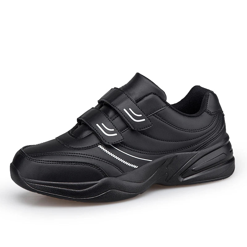 Men's Adjustable Hook and Loop Leather Sneakers Casual Sports Shoes White Sneakers Masculino Zapatillas Deportivas Tennis