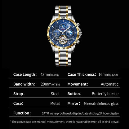 GLENAW Design Mens Watches Top Brand Luxury Fashion Business Automatic Watch Men's Waterproof Mechanical Watch Montre Homme