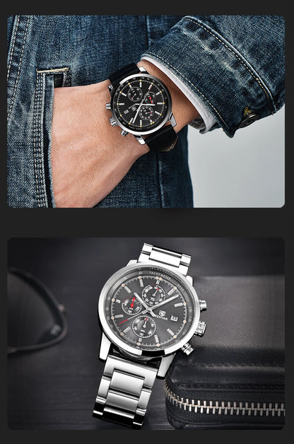 Montre pour homme BENYAR 5102 – Chronographe sportif de luxe à quartz, accessoire de mode d'une grande marque