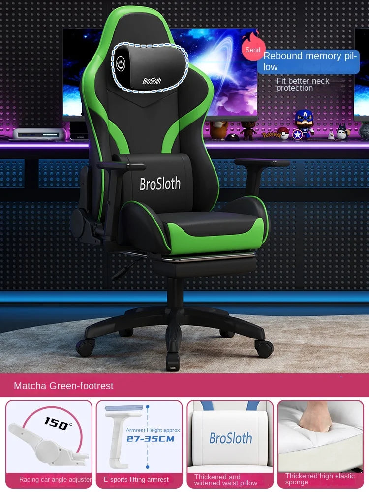 S6 Ergonomic Gaming Chair with Adjustable Backrest, Comfortable Computer Chair, Swivel Lift Chair with Armrests for Gaming & Office