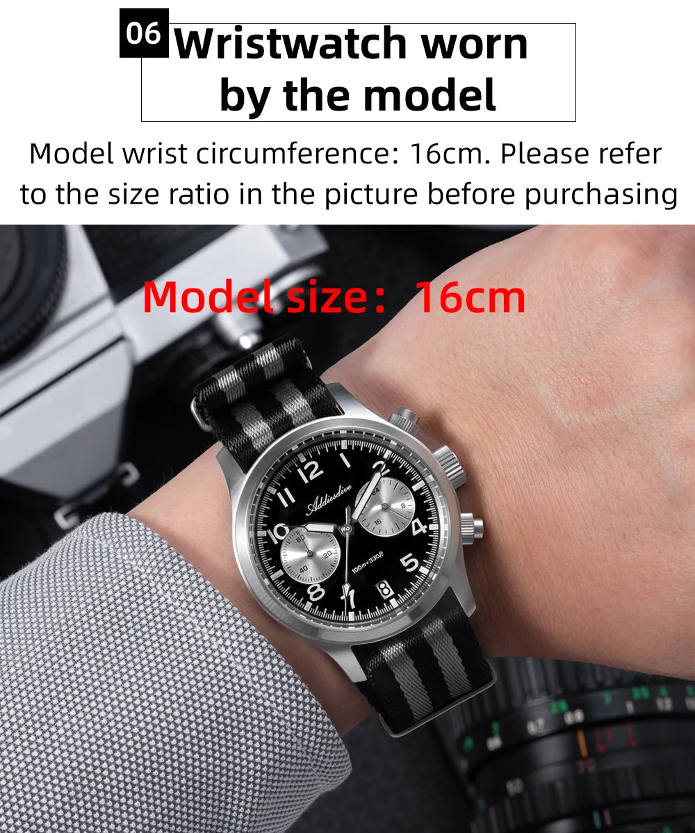 ADDIESDIVE 2025 New Panda Eye Men's Watches Retro Luxury VK64 Quartz Watch For Men Sport Chronograph 100M Waterproof Luminous