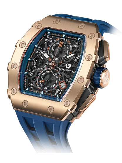 TSAR BOMBA Neue TB8204 Uhr für Herren, Japanisches Quarz-Chronographenwerk, 50M wasserdichte Armbanduhr, modische Sportuhr, luxuriöses Geschenk für Herren