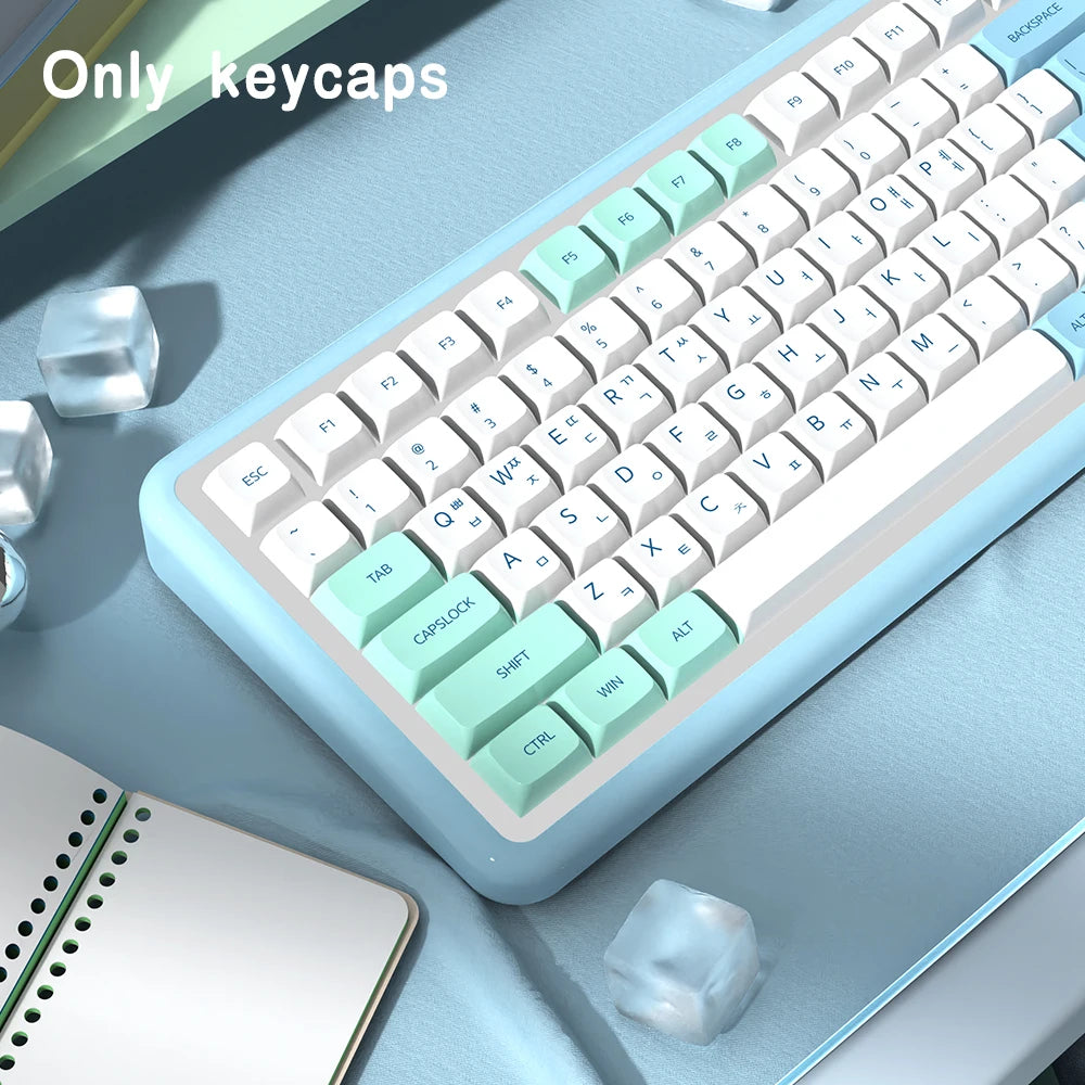 Keycaps Iceberg perfil XDA, brasileiro, coreano, japonês, russo, espanhol e francês, tecla Enter ISO em PBT para teclado mecânico GK61