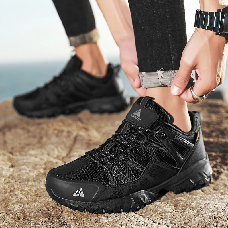 HIKEUP Sneakers traspiranti, ammortizzate e antiscivolo - Scarpe da trekking da uomo - Scarpe da corsa e trekking - Scarpe da montagna per attività all'aperto da uomo