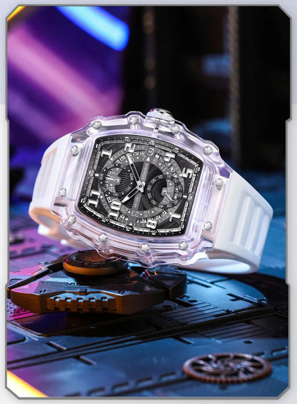 Unique Blue Fashion Brand Men's Watches Silicone Strap Waterproof Out Door Sport Military Watches for Men Multi Function Luxury
