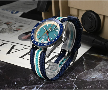 San Martin Original Design Fashion GMT 39.5mm Men Sports Watch Japan NH34 Automatic Mechanical Waterproof 100m SN0116 Reloj