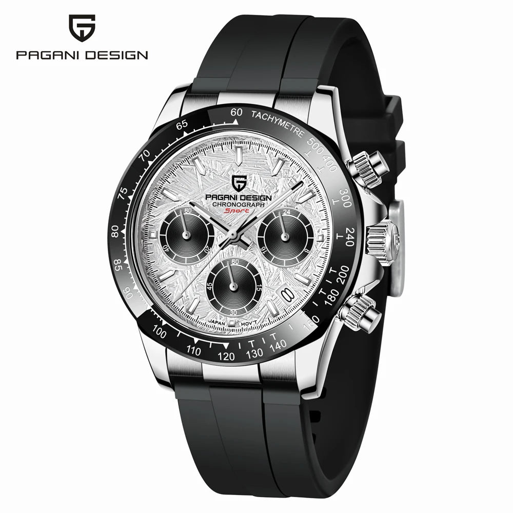 PAGANI DESIGN 1664 Luxury Automatic Mechanical Men's Watch VK63 movement AR Sapphire Crystal Rubber 100m Waterproof Men's Watch