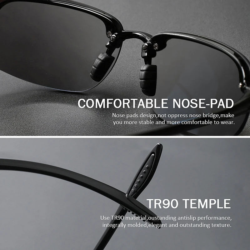 MAXJULI Polarized Sports Sunglasses for Men Women TR90 Rimless Frame Protection for Running Fishing  Driving UV400 8001