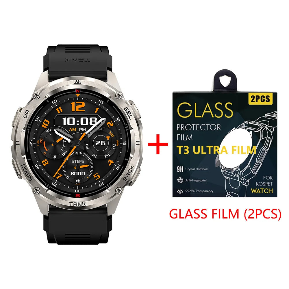 KOSPET TANK T3 Ultra 2 Smart Watch For Men GPS Stainless Steel Smartwatch 50M Waterproof IP69K Health Monitor for Android iOS