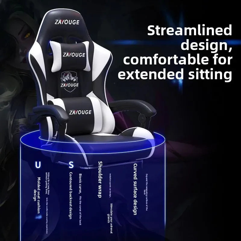 Ergonomisk gamingstol til hjemmekontor, lange sessioner og streamere – justerbar, tilbagelænbar, let og slidstærk