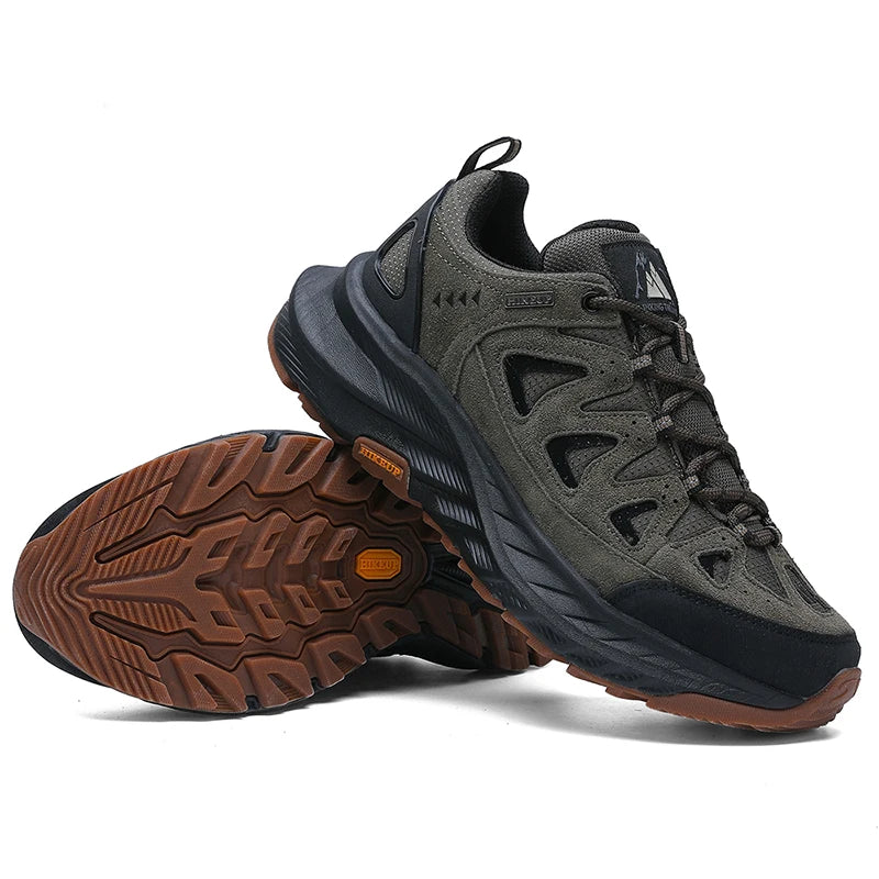 ‌Hikeup Men's Outdoor Hiking Shoes Lightweight Energy Return Trekking Walking Sports Shoes with Strong Grip & Support