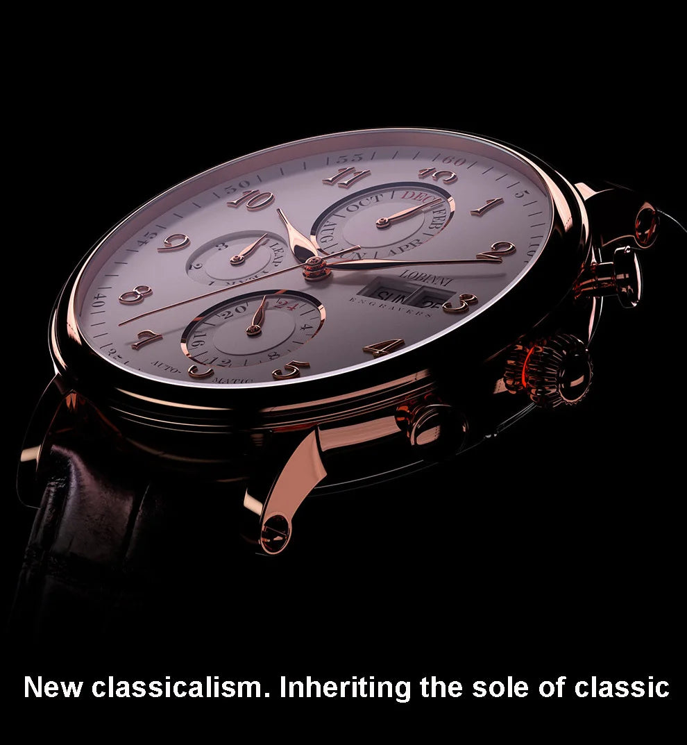 Luxury Brand Switzerland LOBINNI Perpetual Calendar Automatic Mechanical Men's Watches Sapphire Multi-function Clock L13019-8