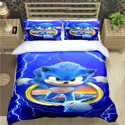 Fashion Cartoon Role Characters Print Bedding Set Sonic Duvet Cover Comforter Bed Youth Kids Girl Boys Luxury Birthday Gift