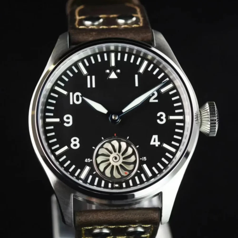 Hruodland 2025 New Men's Mechanical Watch Seagull ST3620 Retro Pilot 43MM BGW-9 Luminous Sapphire Crystal Turbine Watch