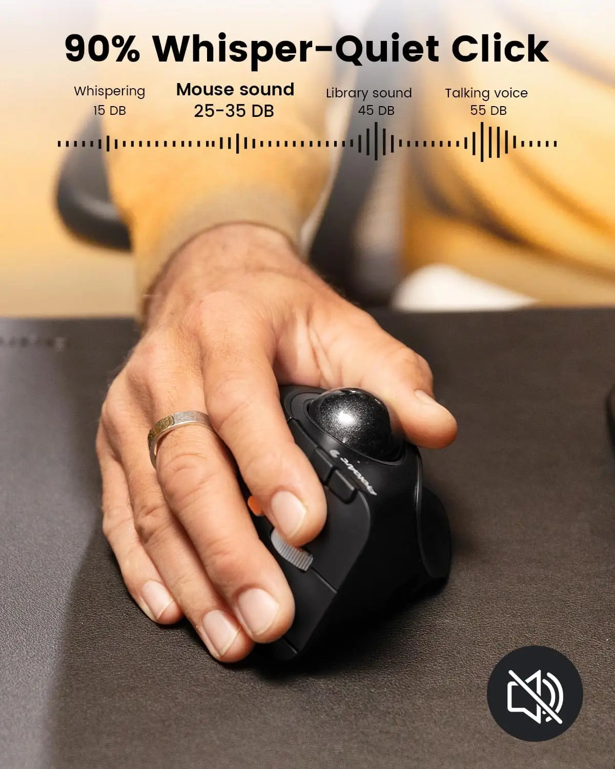 ProtoArc EM05NL Ratón trackball inalámbrico recargable Bluetooth ergonómico vertical con bola para ordenador, iPad, Mac y Windows