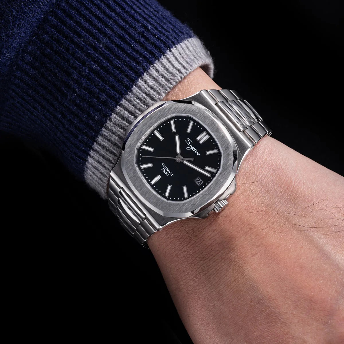 Orologio da uomo Sugess automatico meccanico, movimento Miyota 9015, quadrante MOP, luminoso, impermeabile 5bar, bracciale di lusso S466