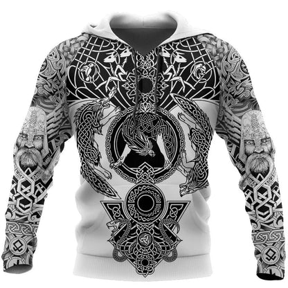 2023 New Autumn Men's Hoodie Wolf Print 3D Sweatshirts Urban Trendy All-Match Oversized Tops Poleron Hooded Clothes Men's Clothing