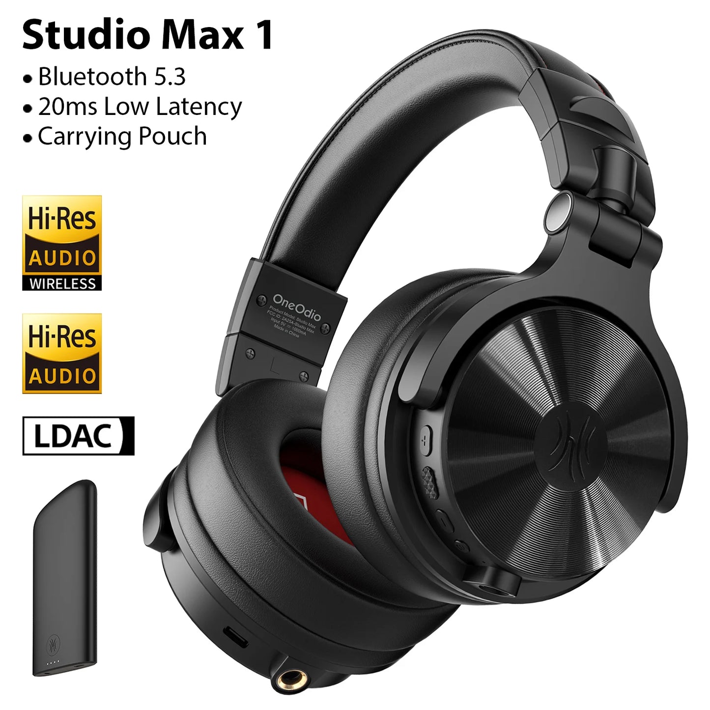 Cuffie DJ wireless OneOdio Studio Max Bluetooth 6.0 – latenza ultra bassa di 9ms, headset over-ear da monitoraggio studio Hi-Res LDAC con microfono