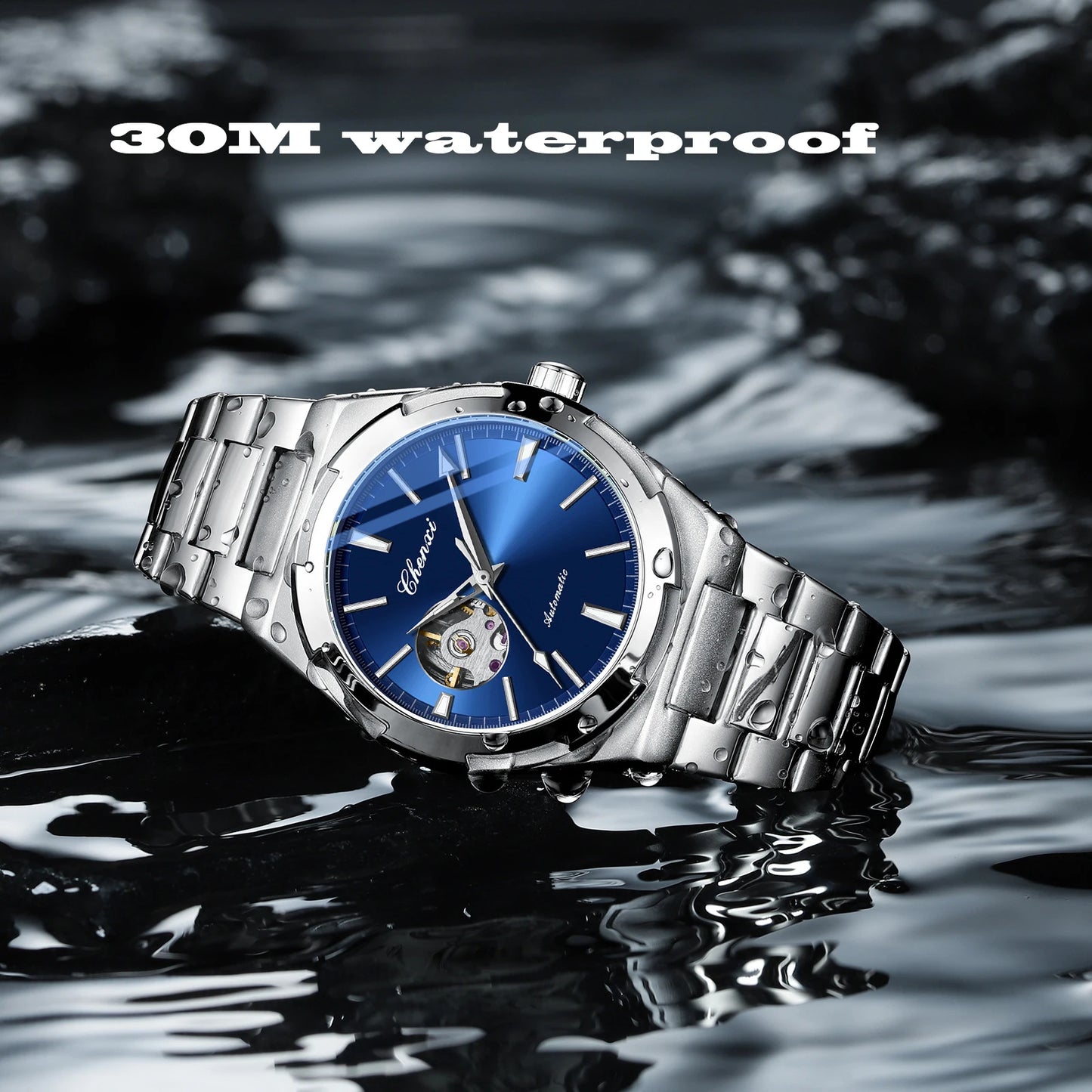 Men's Fully Automatic Mechanical New Trend Steel Strip Business Hollow Waterproof Male Fashion Wristwatches High End Gifts