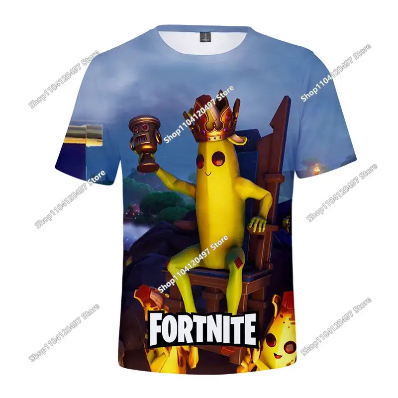 T-shirt 3D Halloween Peely per ragazzi e ragazze, maglietta natalizia Fortnite, Battle Royale Streetwear per bambini, Victory Game, T-shirt da uomo, abbigliamento