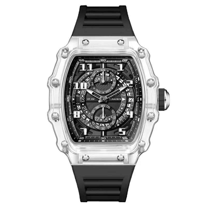 Unique Blue Fashion Brand Men's Watches Silicone Strap Waterproof Out Door Sport Military Watches for Men Multi Function Luxury