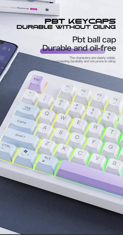 Xunfox TK100 Bluetooth Wireless Dual-Mode Keyboard Desktop Laptop Office E-Sports Gaming RGB Light Effect Charging Robot Feel