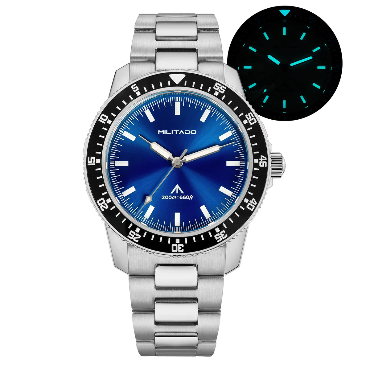MILITADO ML25 Quartz Dive Watch VH31 Sweep Second Sapphire Crystal 200M Waterproof BGW9 Lume Ceramic Bezel Men Watch