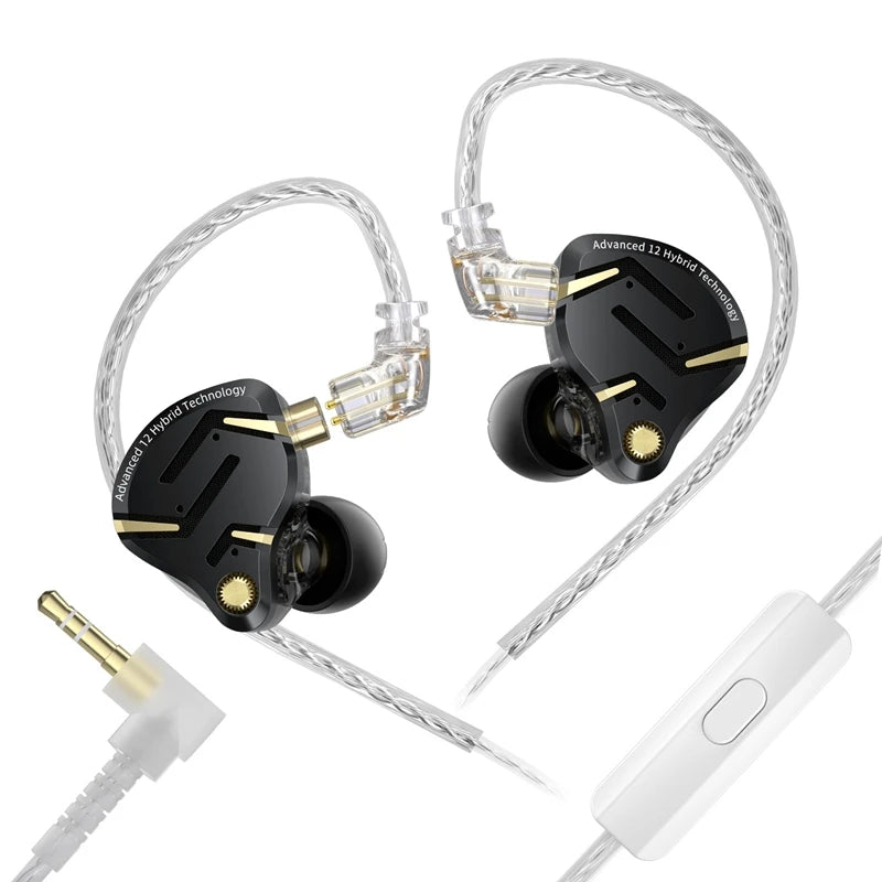 Auriculares IEM Híbridos KZ ZS12 PRO 2 – Auriculares Gaming HiFi com Fio, Graves Potentes e Drivers Superlineares