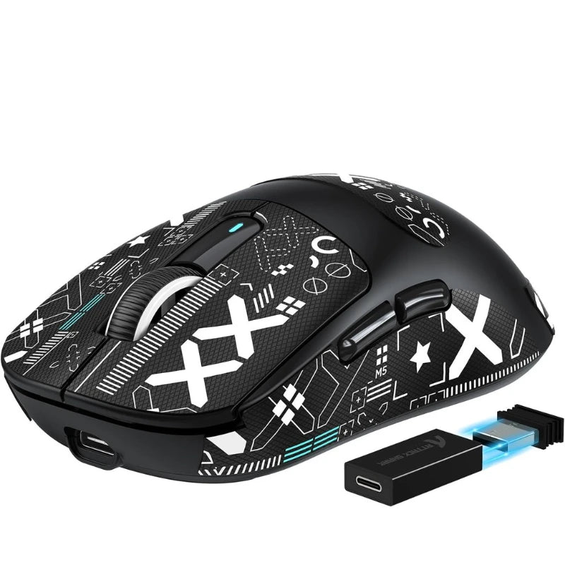 Mouse de gaming wireless Bluetooth Attack Shark X3Pro, PixArt PAW3395, 26000dpi, mouse optic, conexiune tri-mode, mouse de gaming cu macrocomenzi