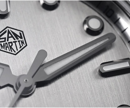San Martin 40mm Men Sports Watch SS Brushed Dial Integrated Bracelet Miyota 90S5 Original Design Automatic Mechanical SN0149