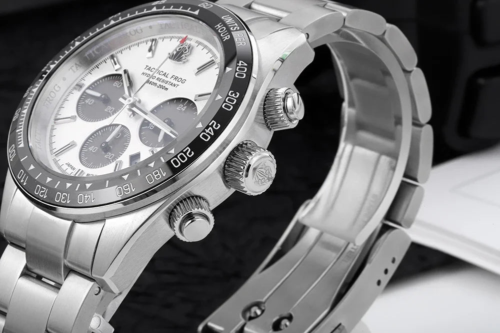 Tactical Frog Quartz Watch VS75 Solar Chronograph Sapphire 200m Waterproof Luxury Watch Luminous Quartz Movement 41mm Mens Watch
