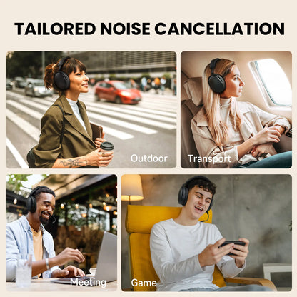 Auscultadores Bluetooth 5.4 Sem Fios Oneodio SuperEQ A200 ANC – Auscultadores Over-Ear com Cancelamento de Ruído, Microfone ENC, Áudio Hi-Res e Controlo por App